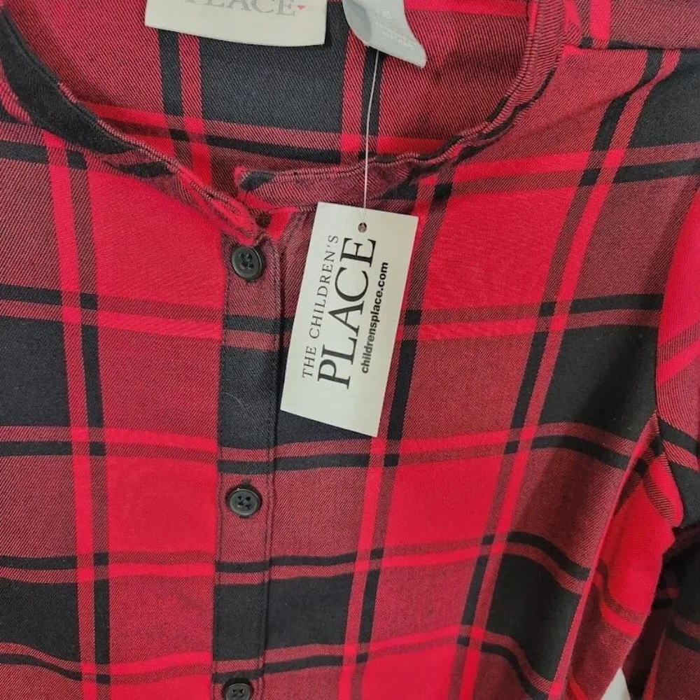 The Children's Place Girls Buffalo Plaid Shirt Dress‎ in Red - Size Small (5/6)